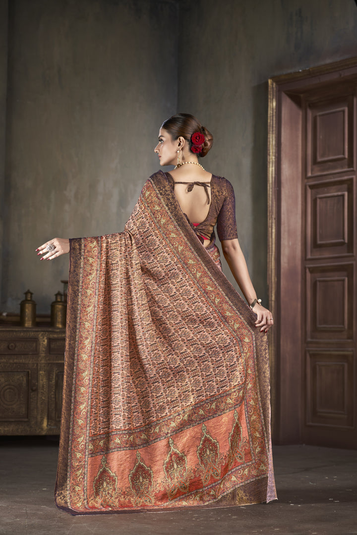 Silk Saree with Wevon-Jari Design | Digital Printed for Weddings & Festive