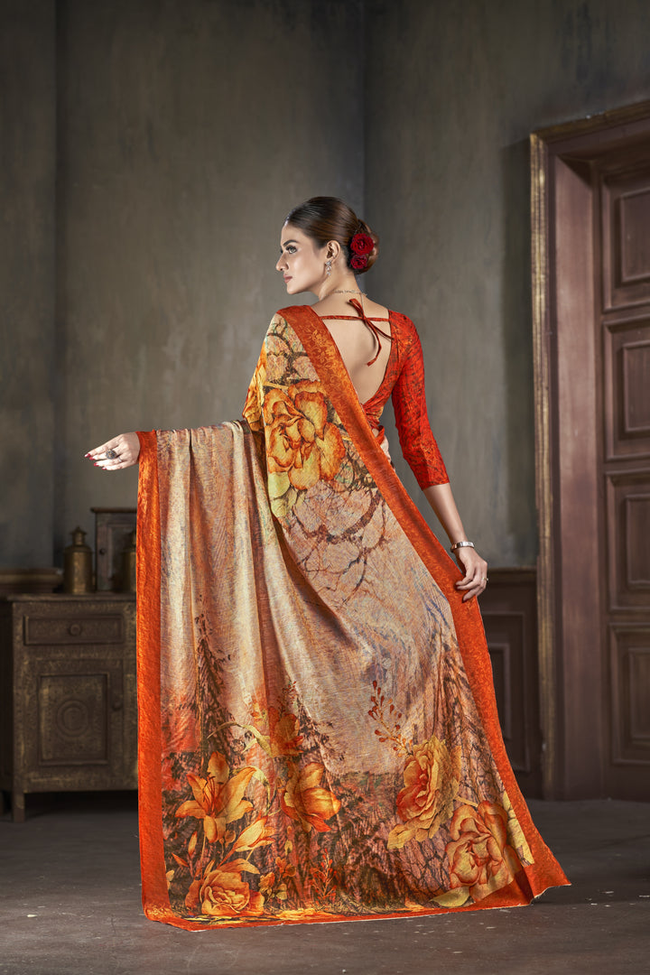 Elegant Silk Saree | Designer Wevon-Jari with Digital Print for Weddings