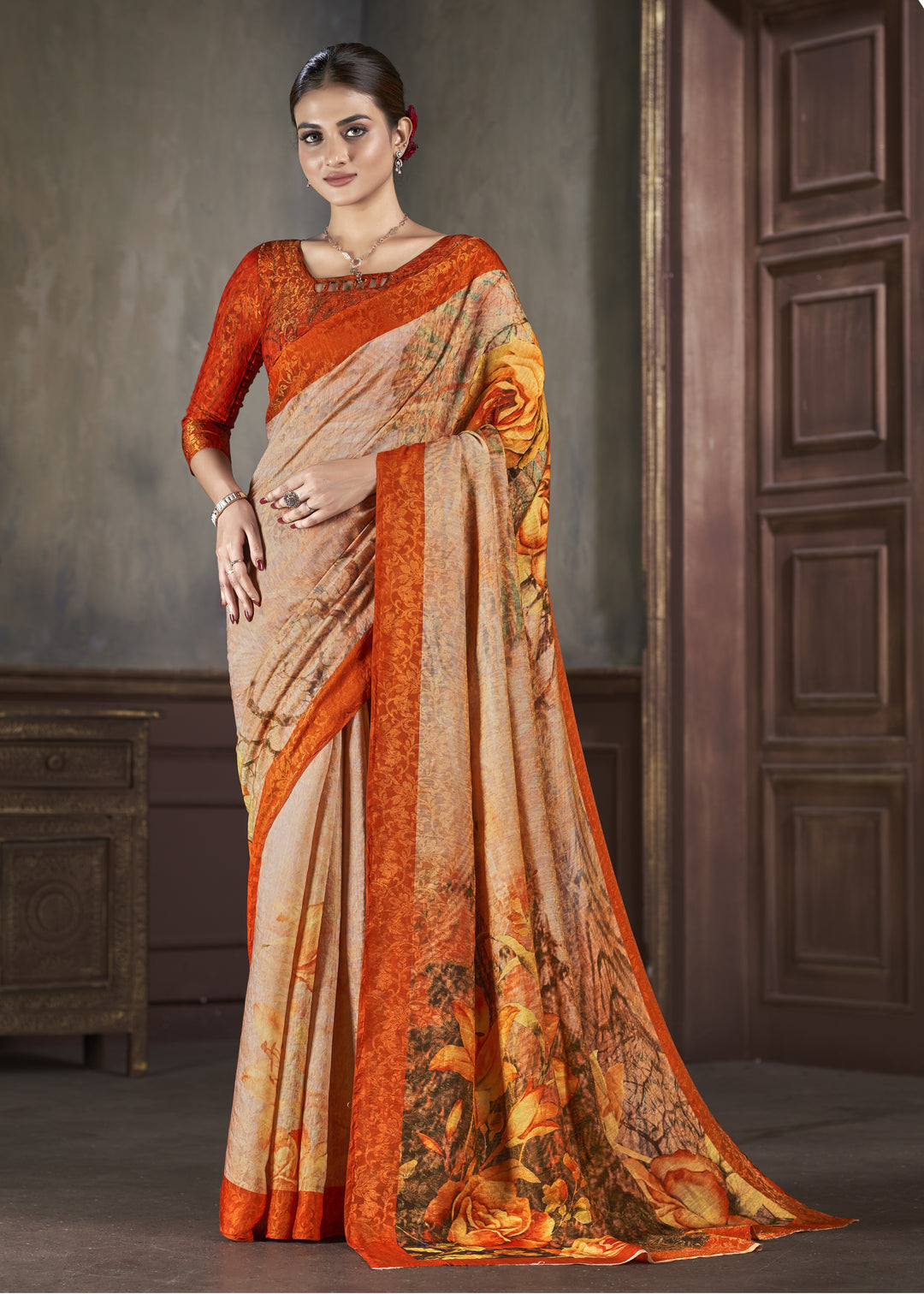 Elegant Silk Saree | Designer Wevon-Jari with Digital Print for Weddings