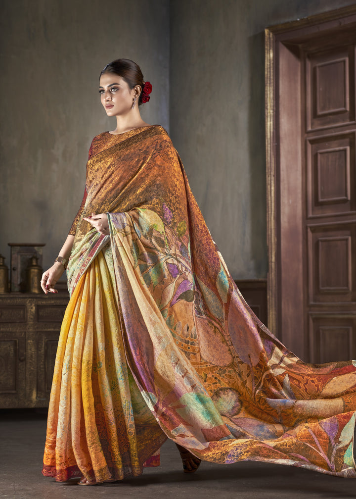 Designer Silk Saree with Wevon-Jari & Digital Print | Wedding & Festive Wear