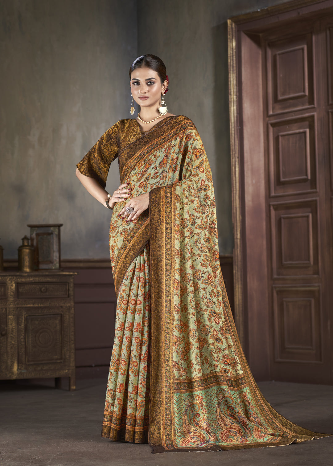 Elegant Silk Saree | Designer Wevon-Jari Digital Print for Weddings & Festive