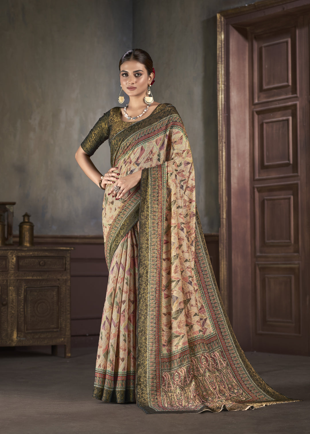 Designer Silk Saree | Wevon-Jari Digital-Printed for Weddings & Festive Events