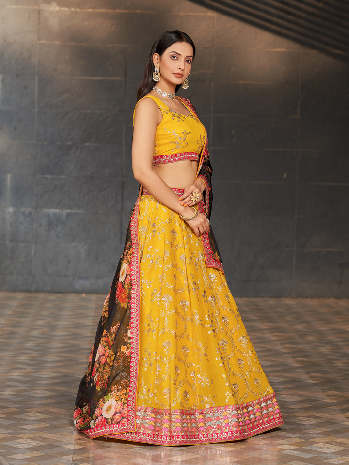 Yellow Embroidered Lehenga Choli | Perfect for Weddings and Traditional Events