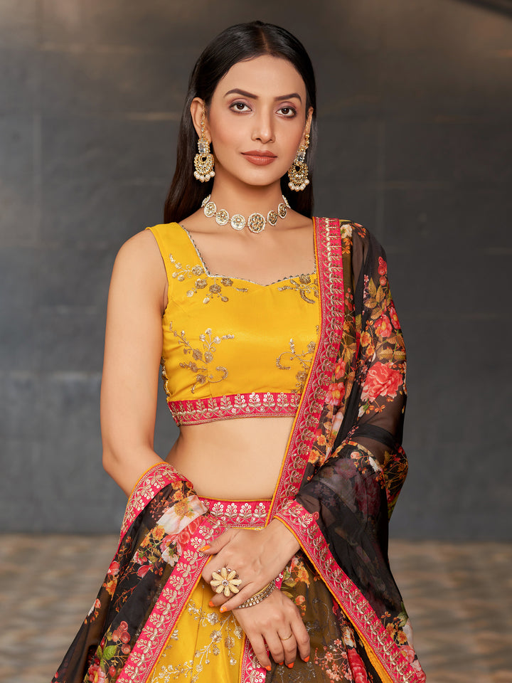 Yellow Embroidered Lehenga Choli | Perfect for Weddings and Traditional Events