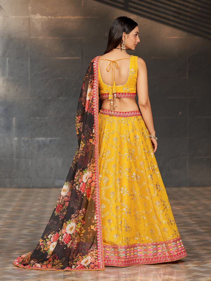 Yellow Embroidered Lehenga Choli | Perfect for Weddings and Traditional Events