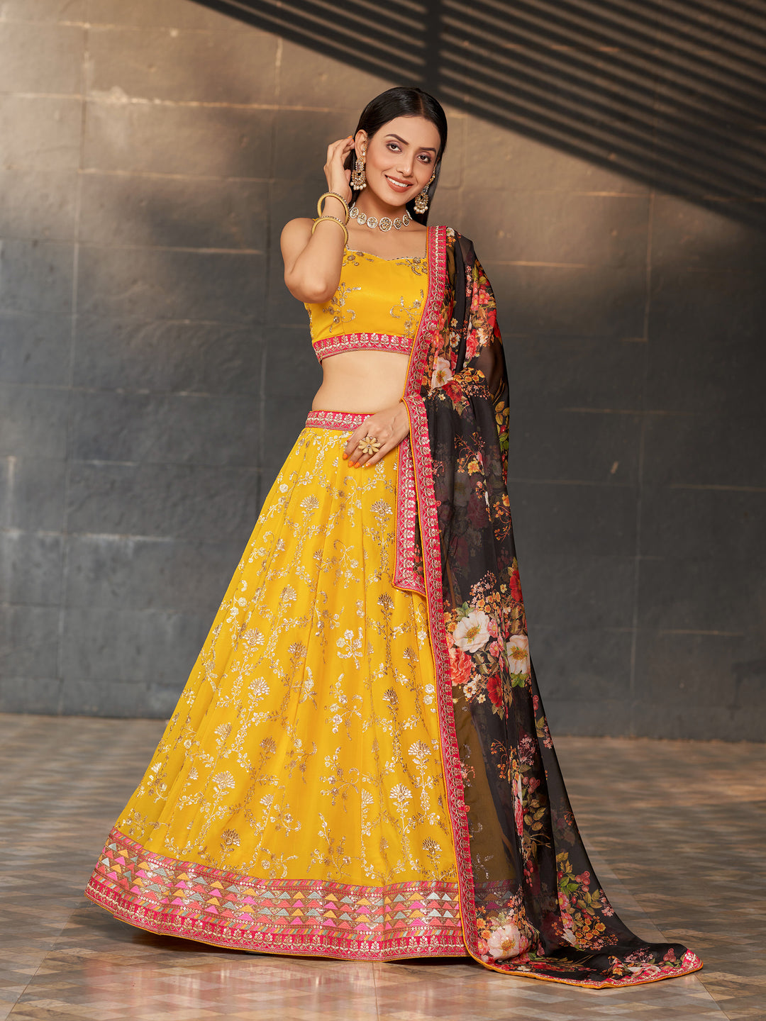 Yellow Embroidered Lehenga Choli | Perfect for Weddings and Traditional Events