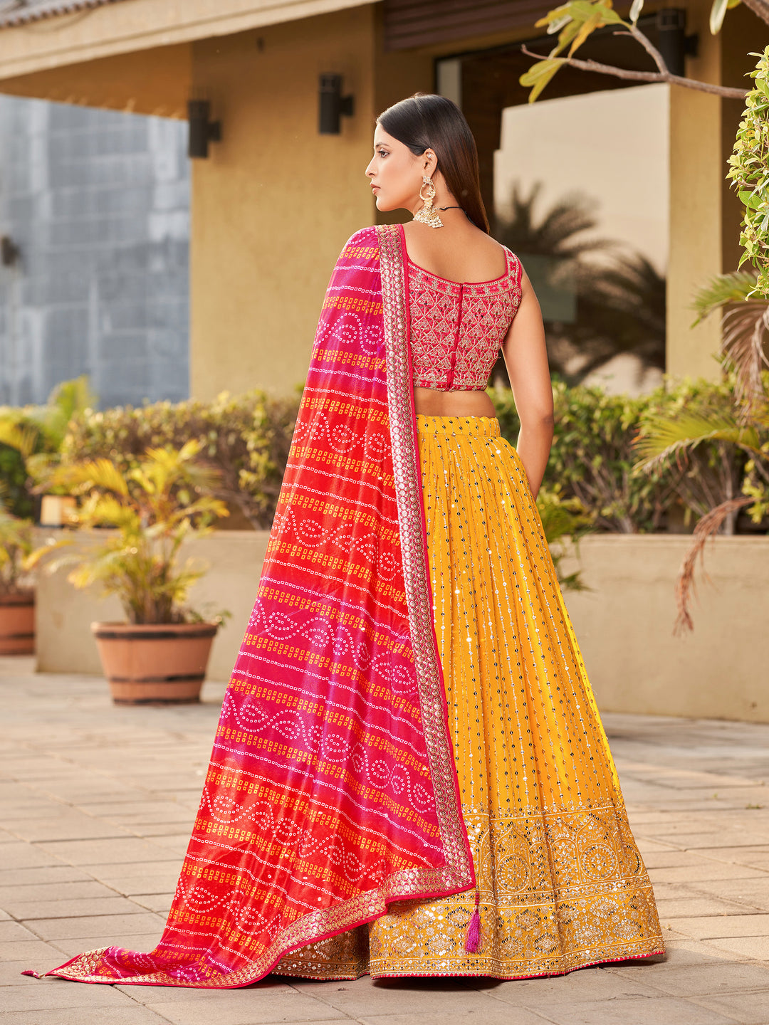 Elegant Yellow Lehenga | Art Silk Blouse & Georgette Lehenga with Dupatta