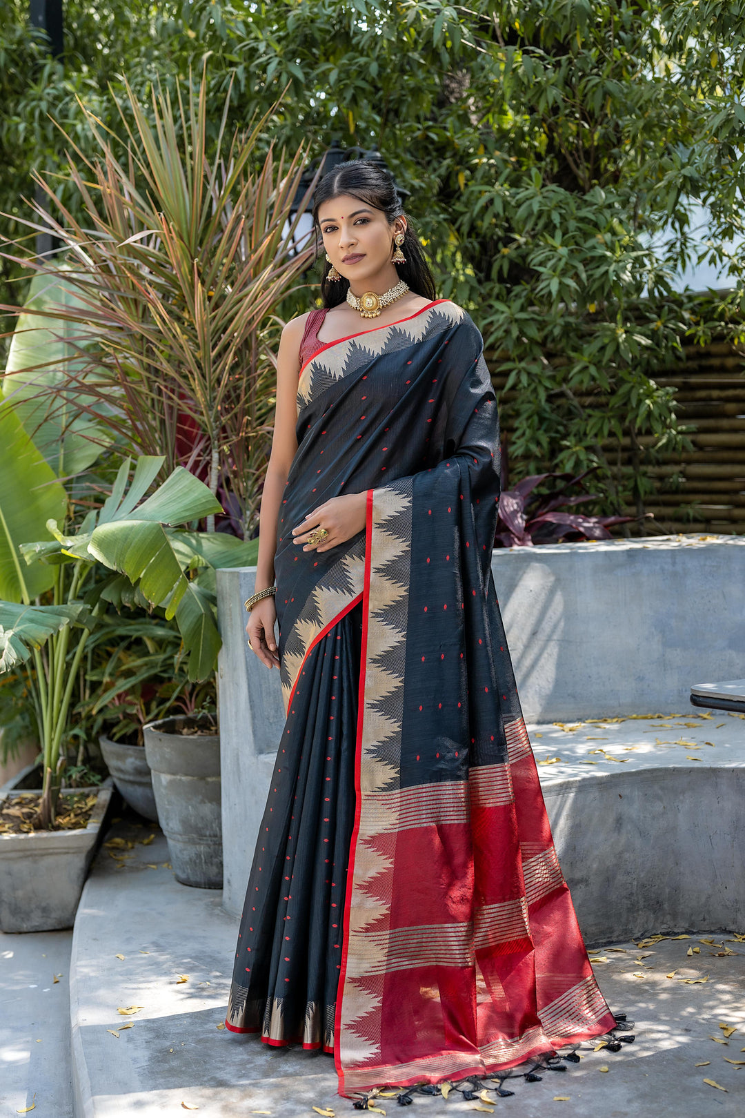 Tussar Silk Saree | Designer Wevon Pyramid Work for Weddings & Festivals