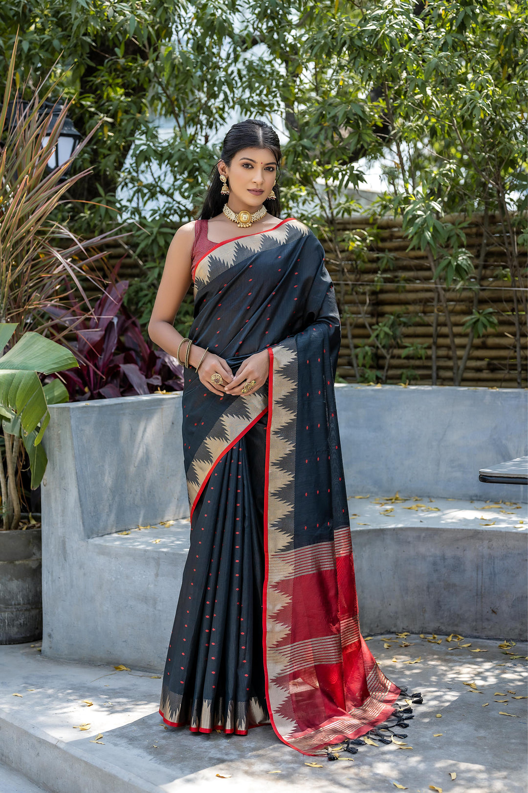 Tussar Silk Saree | Designer Wevon Pyramid Work for Weddings & Festivals