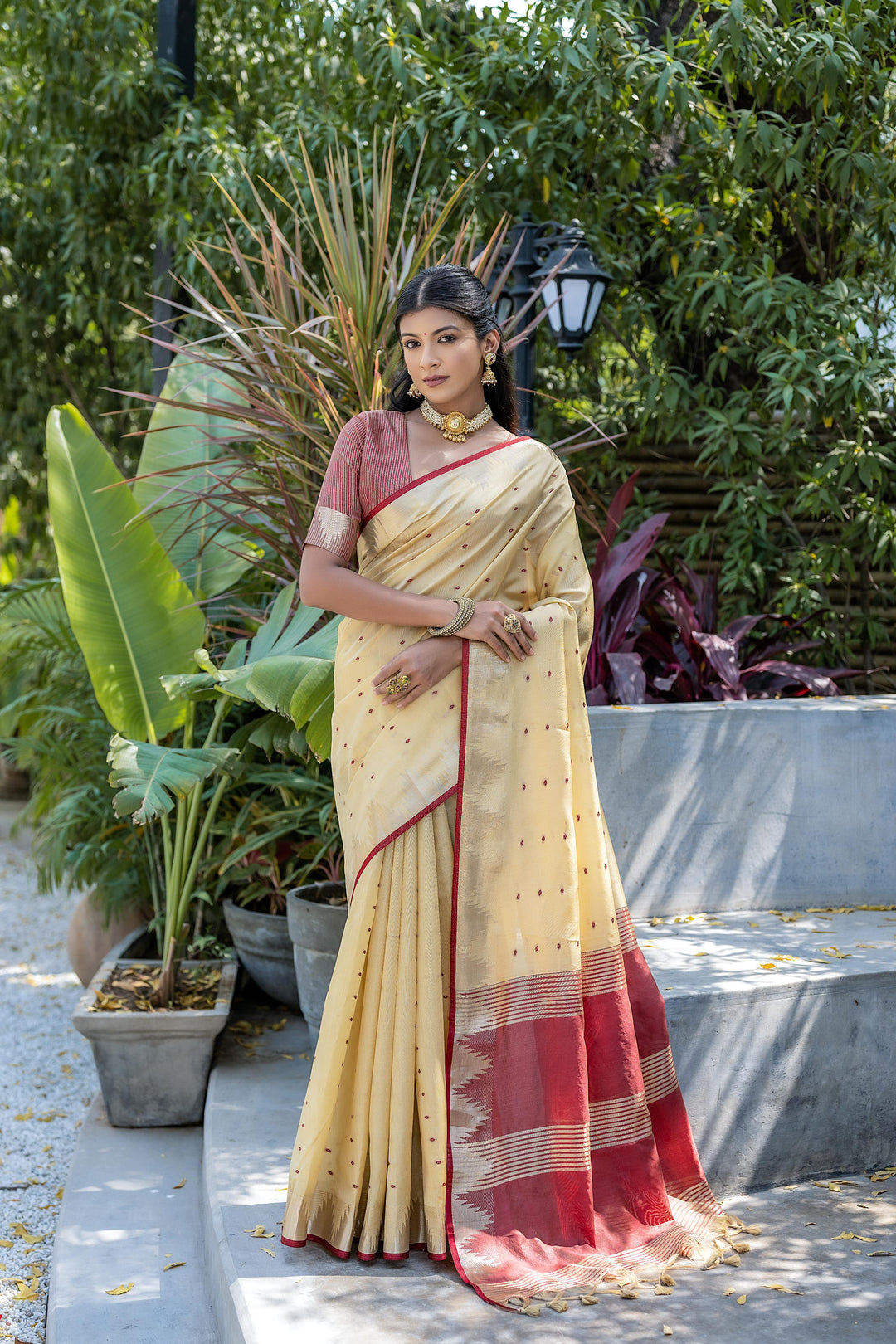 Tussar Silk Saree | Designer Wevon Pyramid Work for Weddings & Festivals