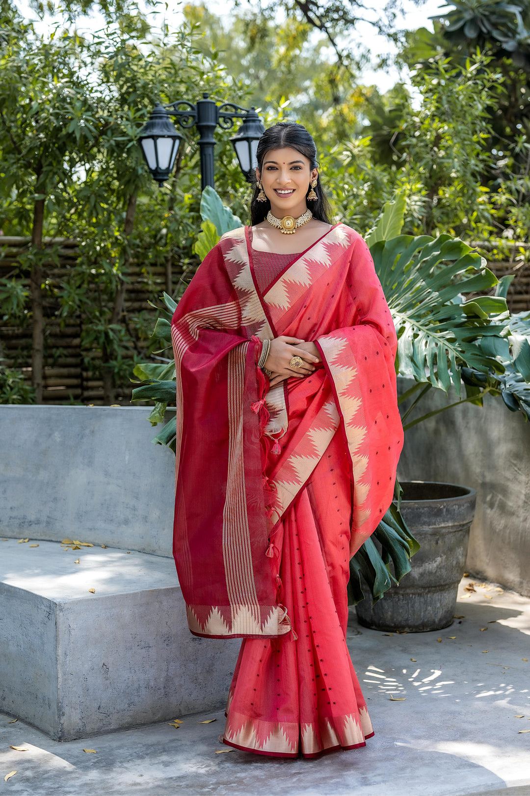 Tussar Silk Saree | Designer Wevon Pyramid Work for Weddings & Festivals