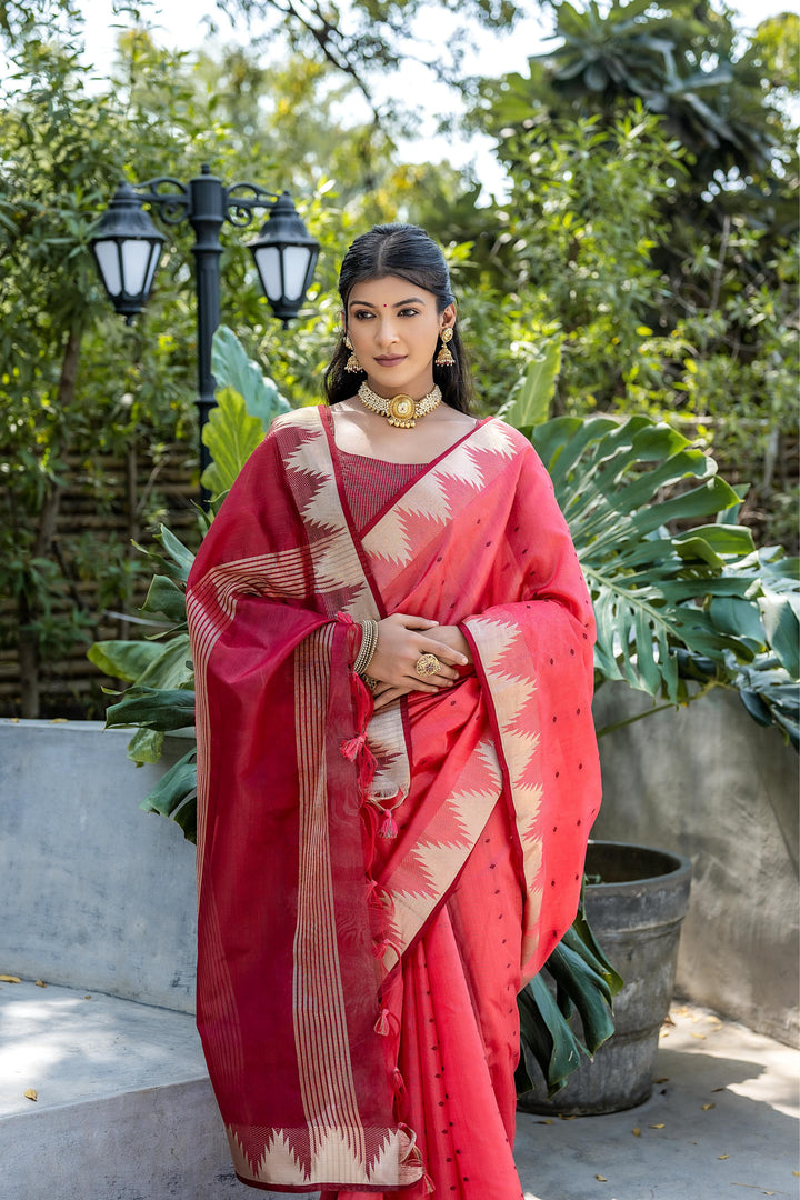 Tussar Silk Saree | Designer Wevon Pyramid Work for Weddings & Festivals