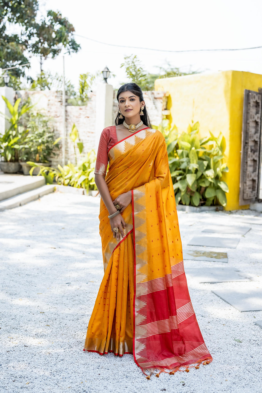 Tussar Silk Saree | Designer Wevon Pyramid Work for Weddings & Festivals