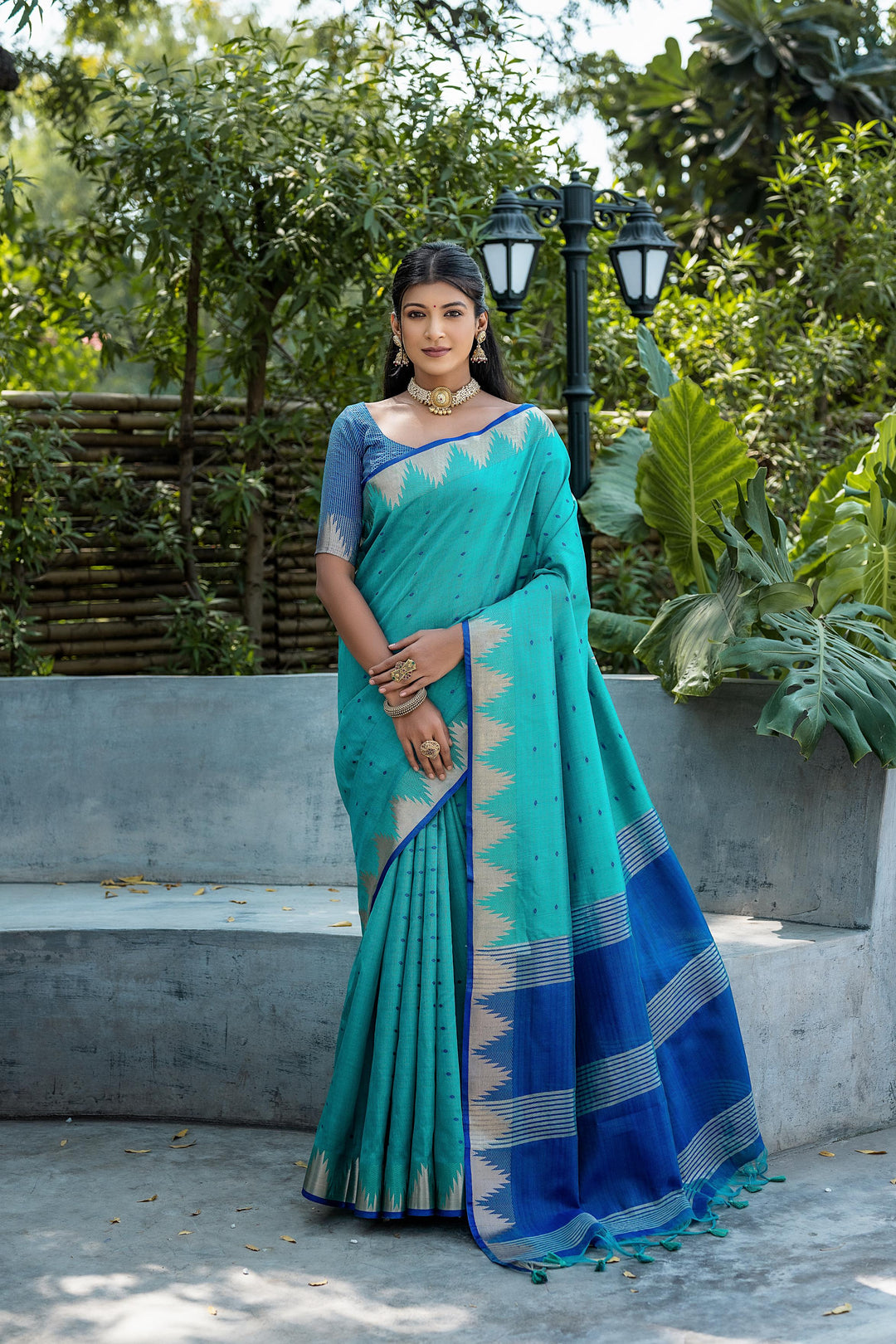 Tussar Silk Saree | Designer Wevon Pyramid Work for Weddings & Festivals