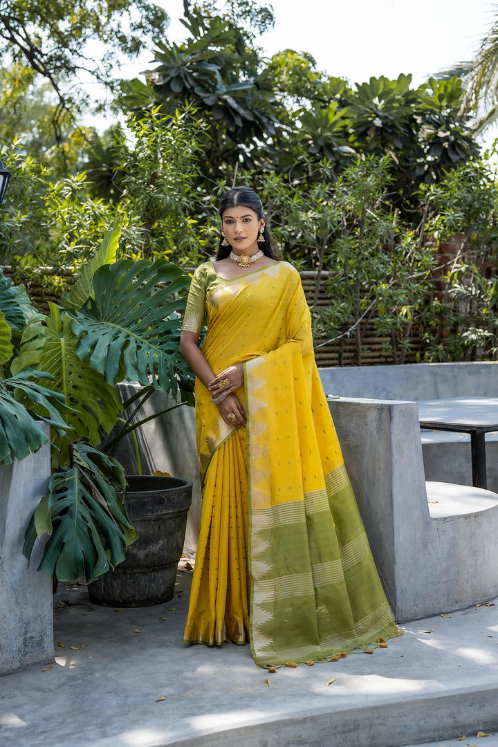 Tussar Silk Saree | Designer Wevon Pyramid Work for Weddings & Festivals