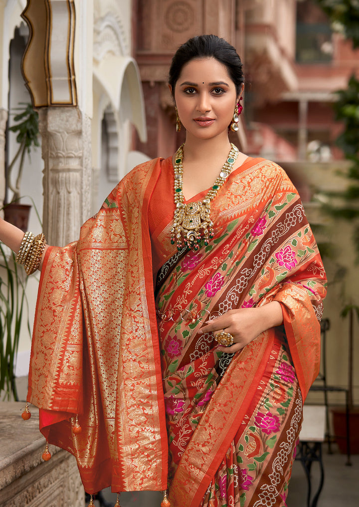 Designer Velvet Tussar Silk Saree | Floral & Foil Printed for Weddings