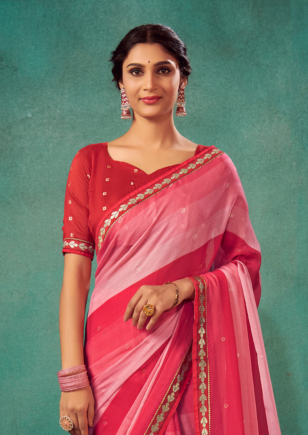 Chiffon Saree with Art-Silk Blouse | Peddling Polka-Dots for Weddings