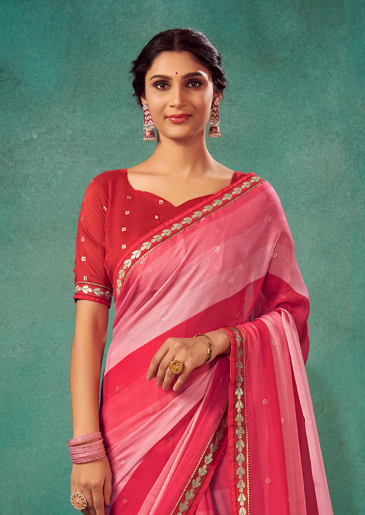 Chiffon Saree with Art-Silk Blouse | Peddling Polka-Dots for Weddings