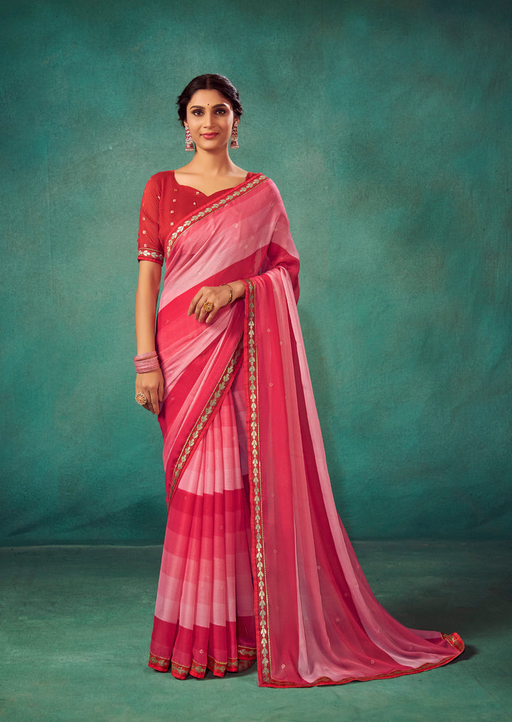 Chiffon Saree with Art-Silk Blouse | Peddling Polka-Dots for Weddings