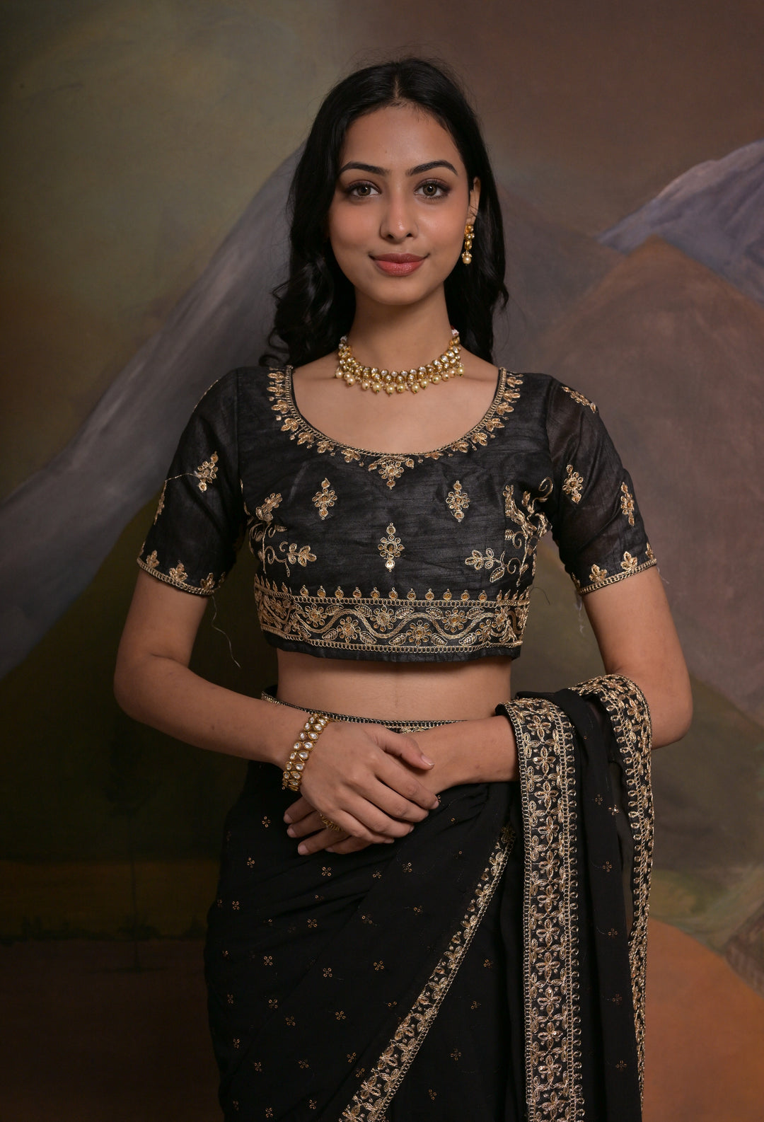 Elegant Georgette Saree with Embroidered Blouse | Perfect for Weddings & Festive Occasions