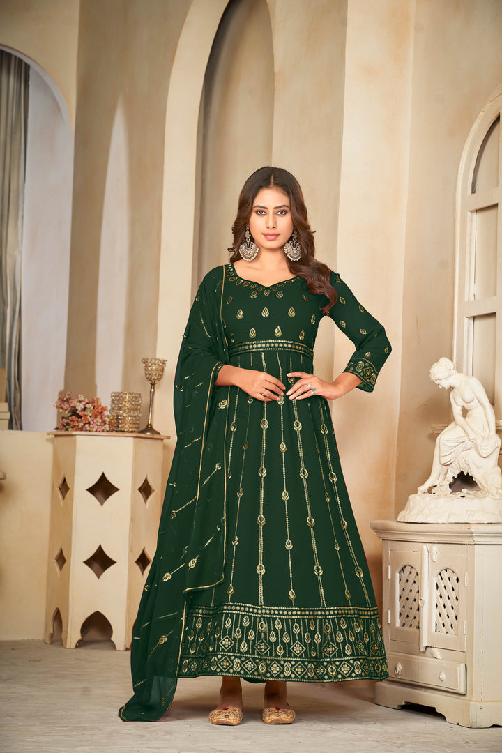 Designer Anarkali Suit | Georgette Top with Crepe Bottom and Dupatta