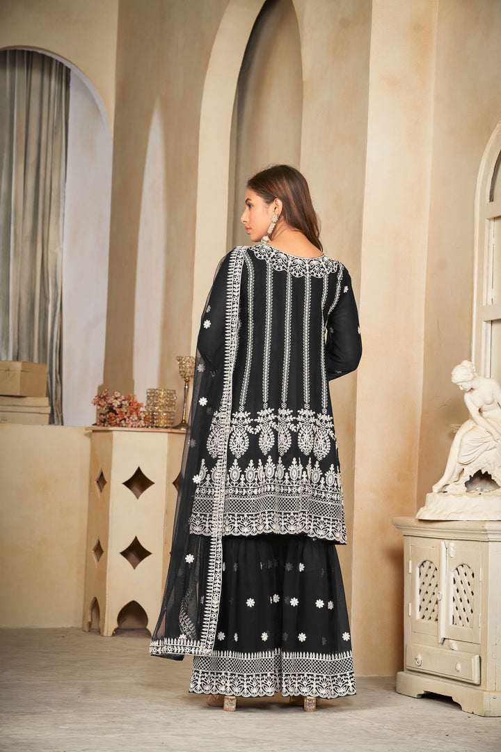 Premium Black Georgette Suit | Heavy Embroidery & Net Dupatta