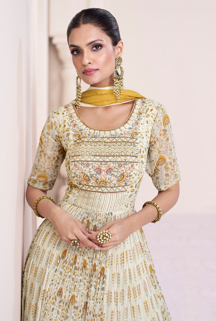 Elegant Georgette Designer Suit | Heavy Embroidery Work with Santoon Bottom