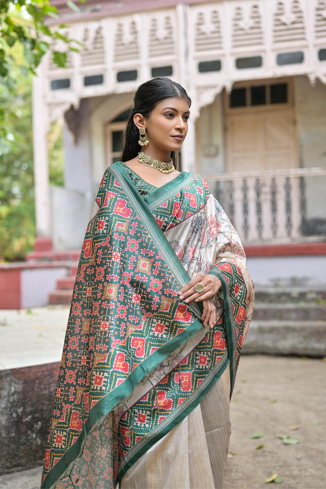 Designer Tussar Silk Saree with Woven Border | Perfect for Weddings & Festivals