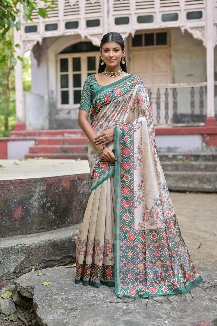 Designer Tussar Silk Saree with Woven Border | Perfect for Weddings & Festivals