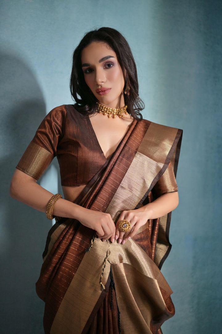 Raw-Silk Saree | Woven Jari Designer | Ideal for Weddings & Festivals