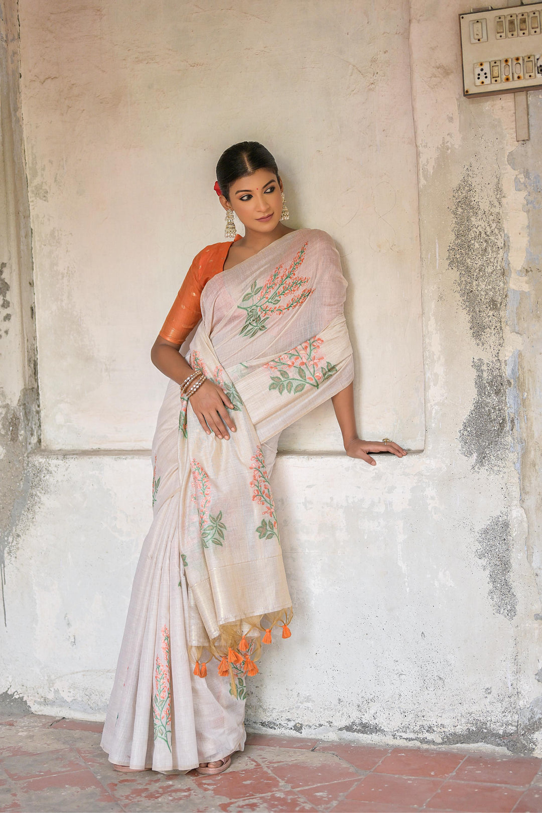 Muga Cotton Party Wear Saree | Designer Printed with Khadi Cotton Wevon Blouse