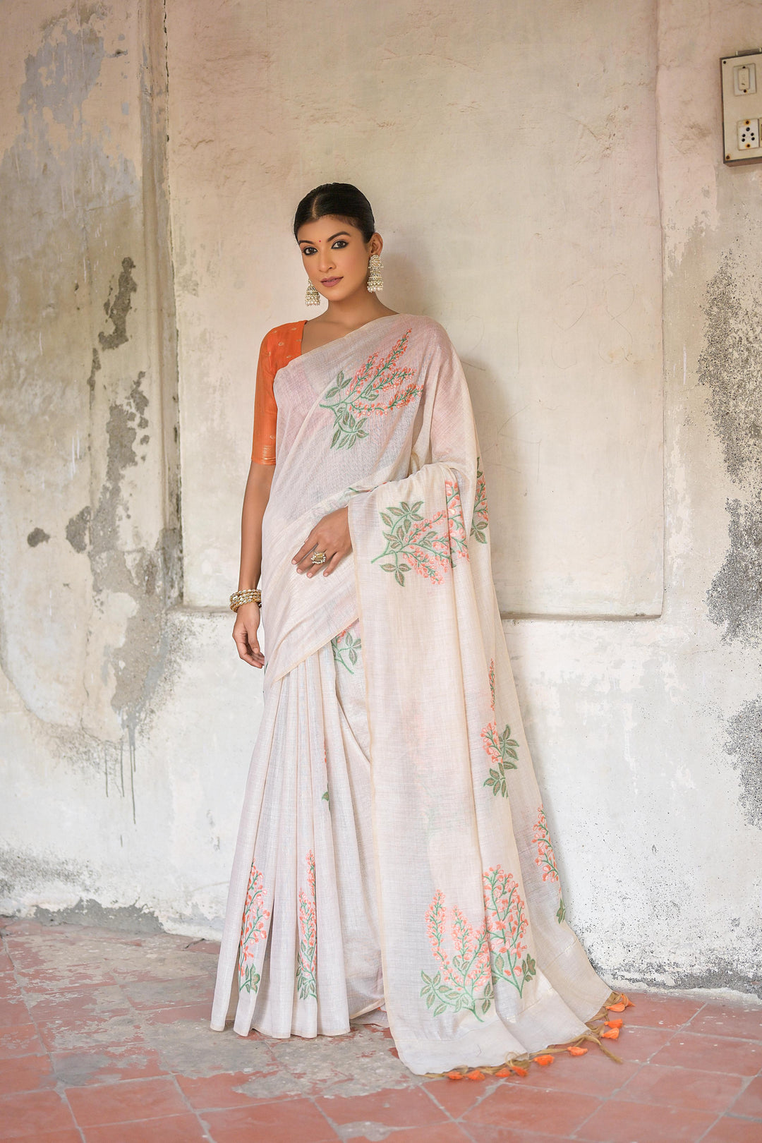 Muga Cotton Party Wear Saree | Designer Printed with Khadi Cotton Wevon Blouse