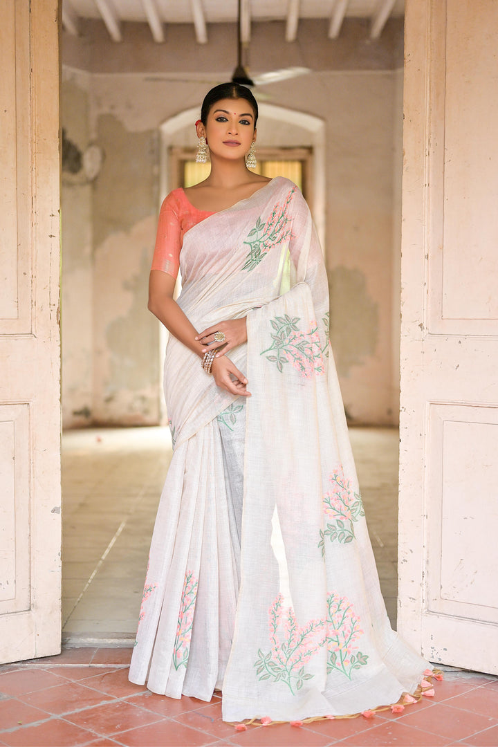 Muga Cotton Party Wear Saree | Designer Printed with Khadi Cotton Wevon Blouse