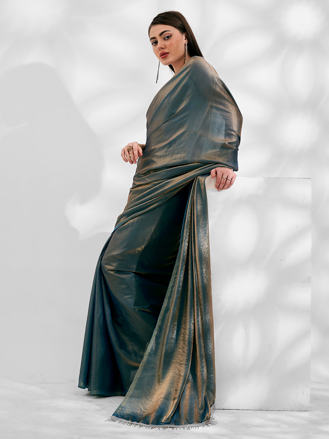 Designer Smoke Jimmy-Choo Saree | Art-Silk Blouse for Weddings & Events