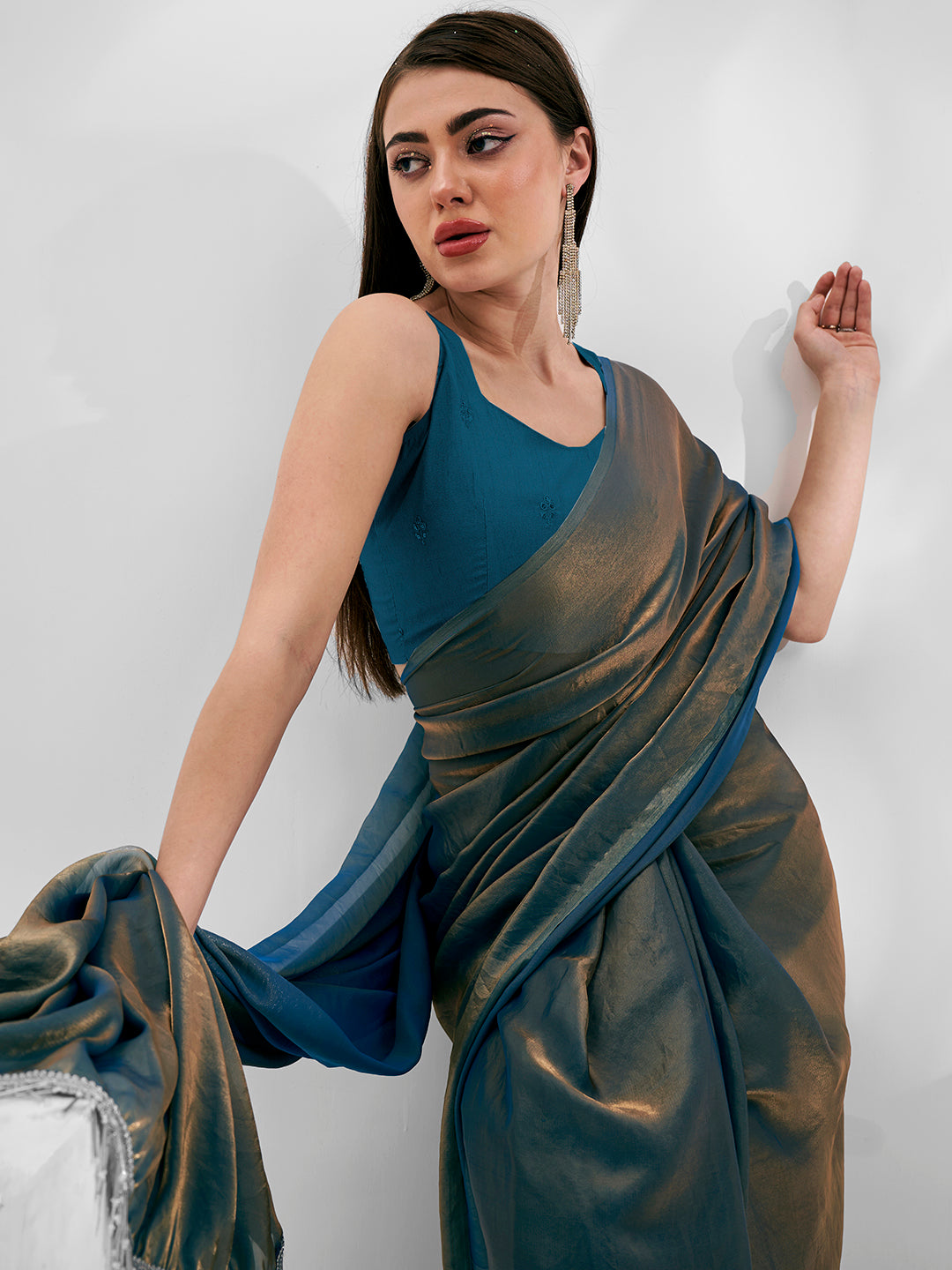 Designer Smoke Jimmy-Choo Saree | Art-Silk Blouse for Weddings & Events