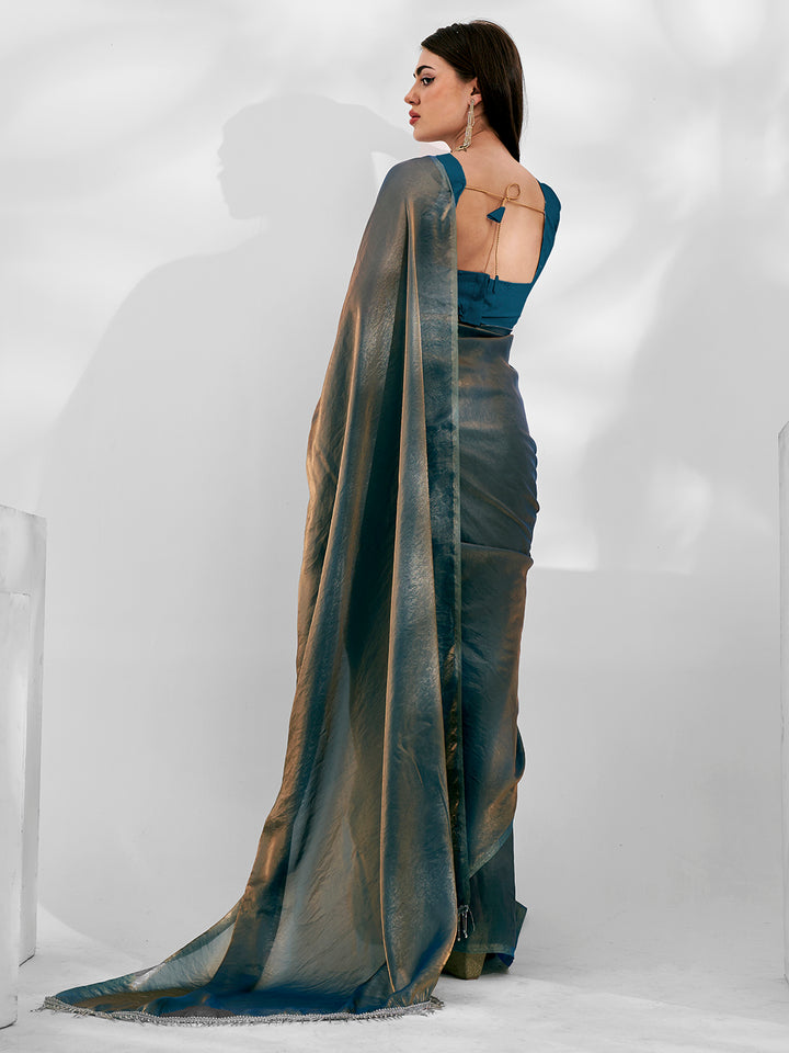 Designer Smoke Jimmy-Choo Saree | Art-Silk Blouse for Weddings & Events