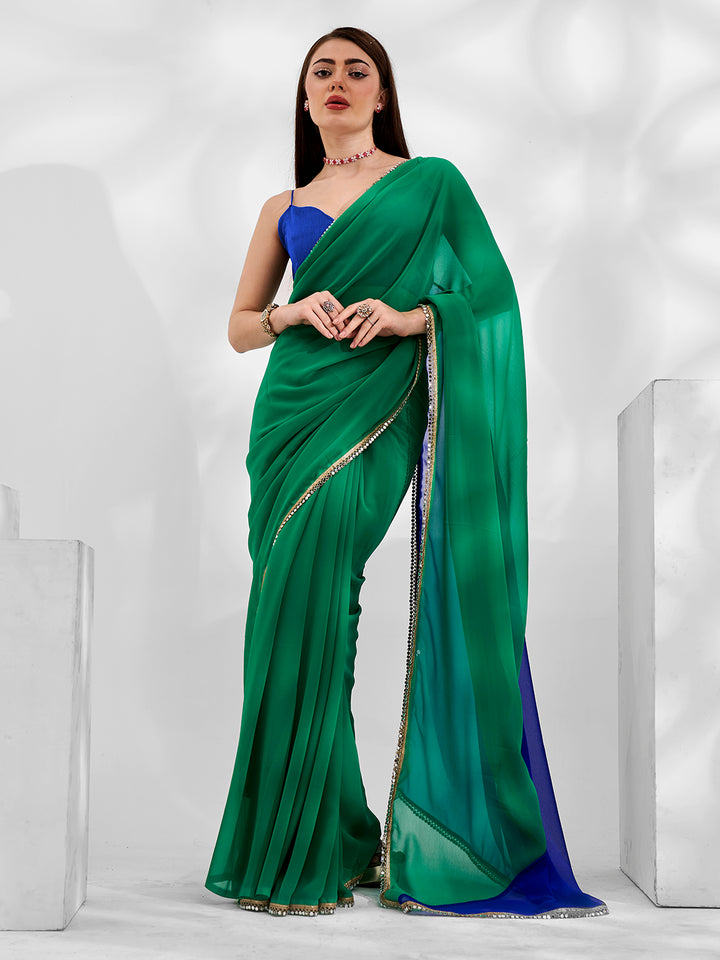 Designer Georgette Saree for Weddings | Art-Silk Blouse | Party Ready