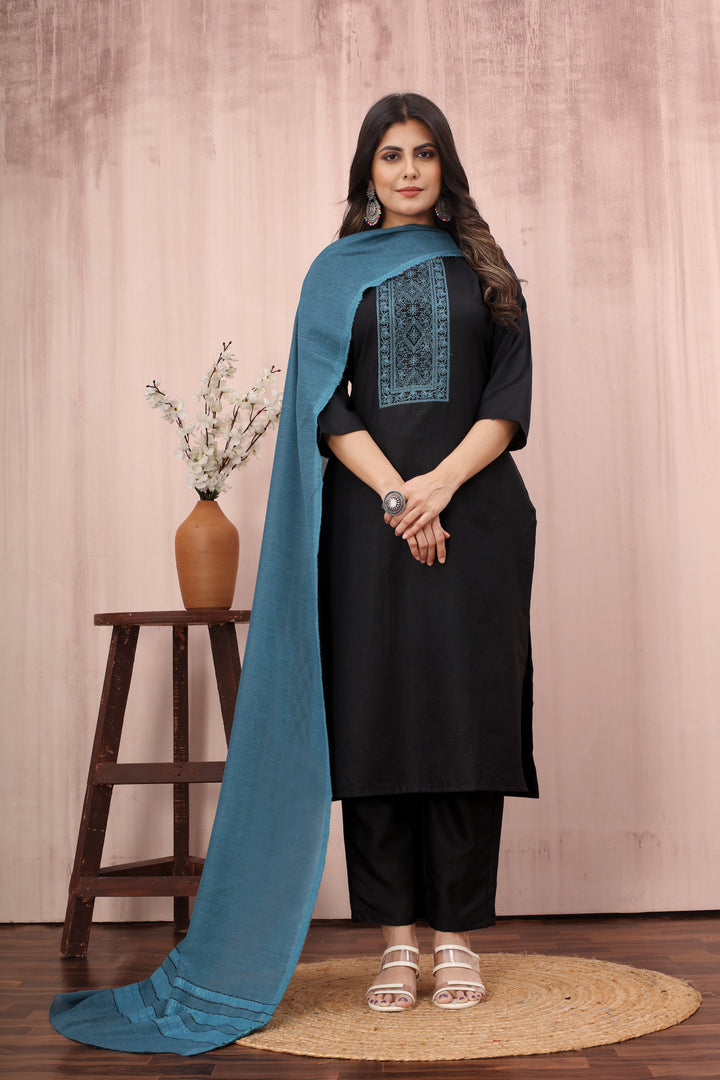 Designer Embroidery Work Readymade Suits | Elegant Cotton Slub & Cotton Mal Set