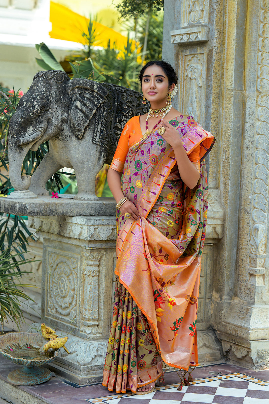 Banarasi Silk Party Wear Saree | Wevon Paithani Meenakari Jacquard Design