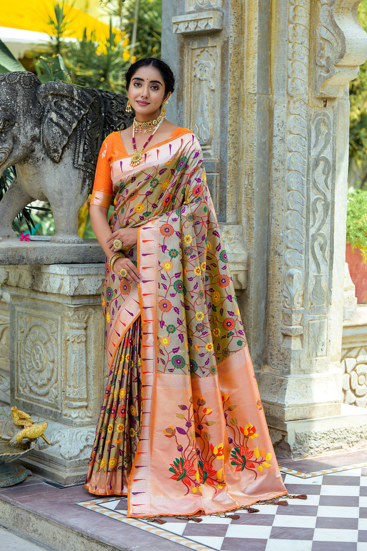 Banarasi Silk Party Wear Saree | Wevon Paithani Meenakari Jacquard Design