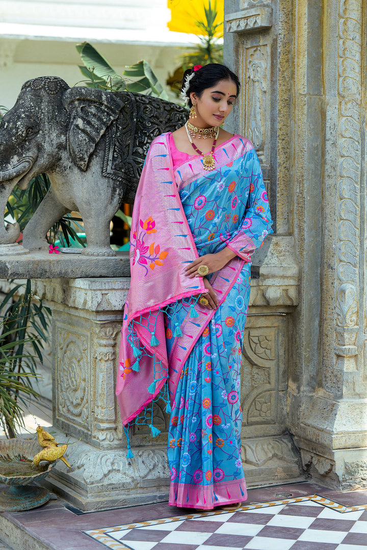 Banarasi Silk Party Wear Saree | Wevon Paithani Meenakari Jacquard Design