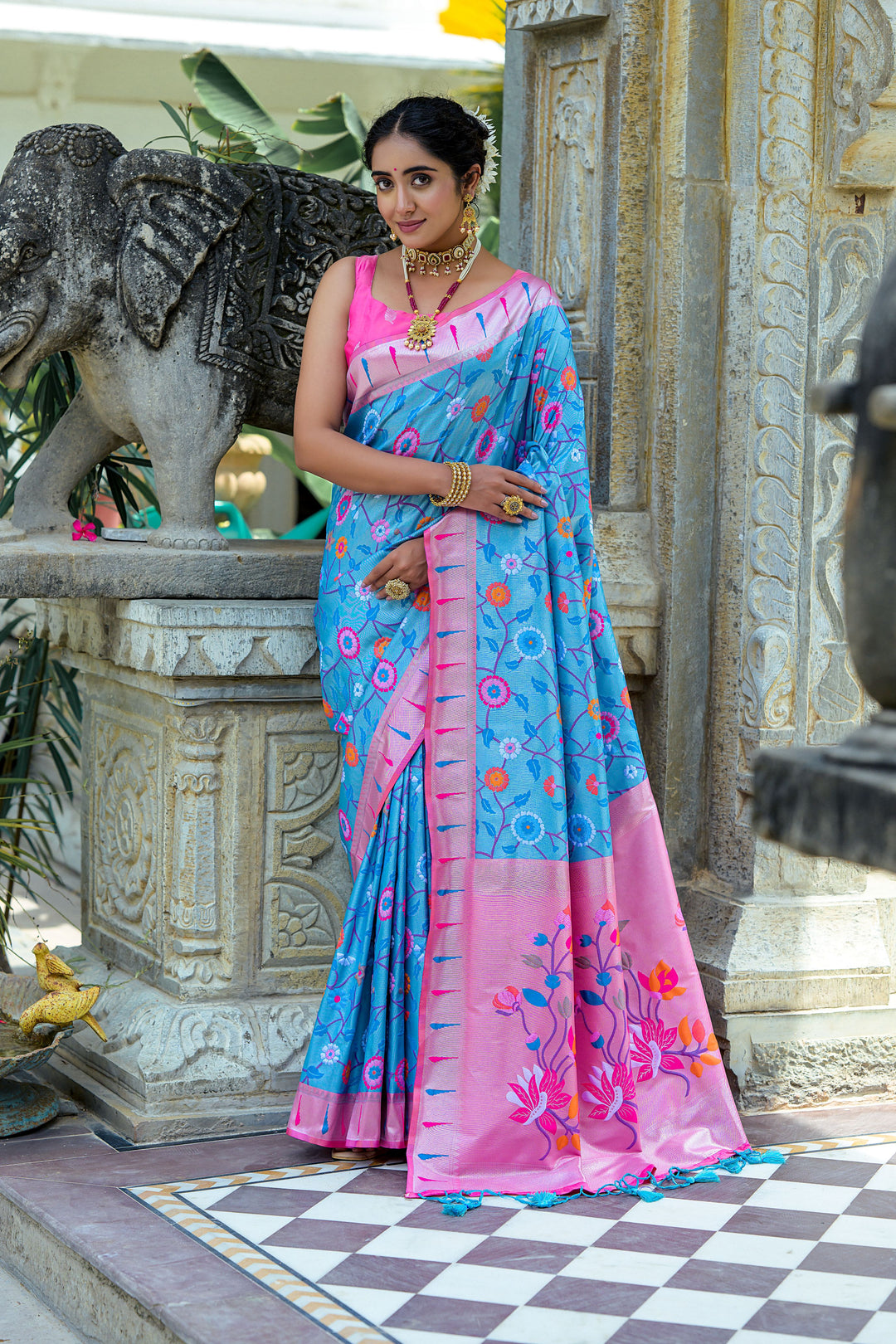 Banarasi Silk Party Wear Saree | Wevon Paithani Meenakari Jacquard Design