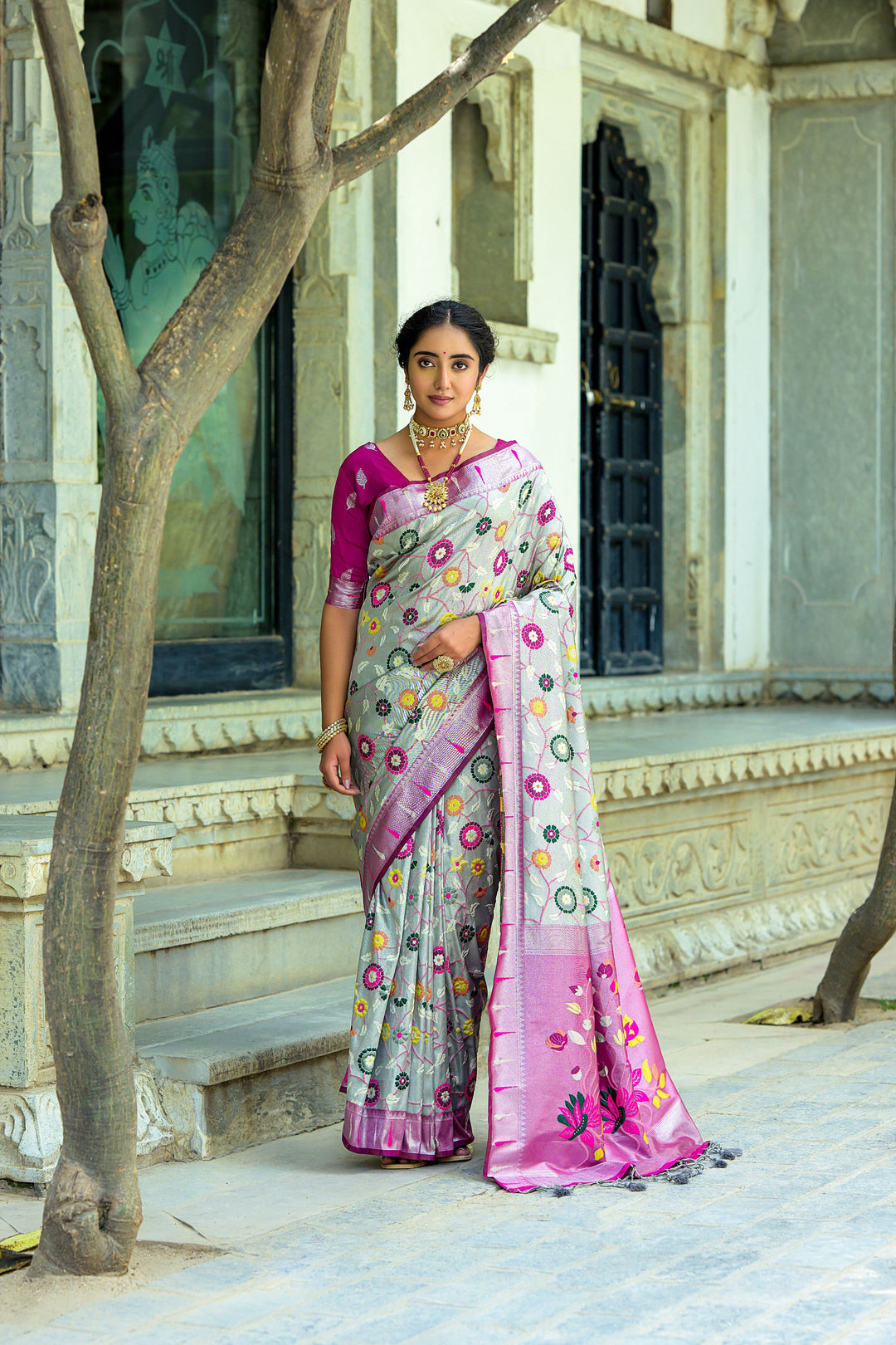 Banarasi Silk Party Wear Saree | Wevon Paithani Meenakari Jacquard Design