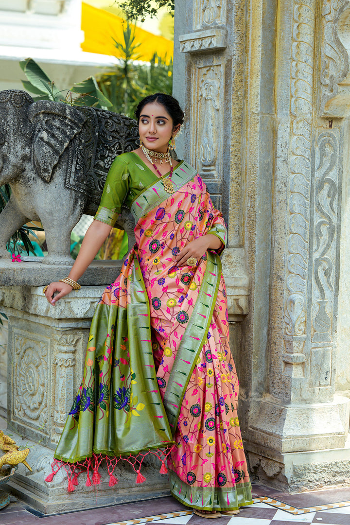 Banarasi Silk Party Wear Saree | Wevon Paithani Meenakari Jacquard Design