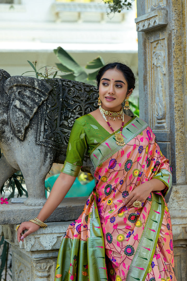 Banarasi Silk Party Wear Saree | Wevon Paithani Meenakari Jacquard Design