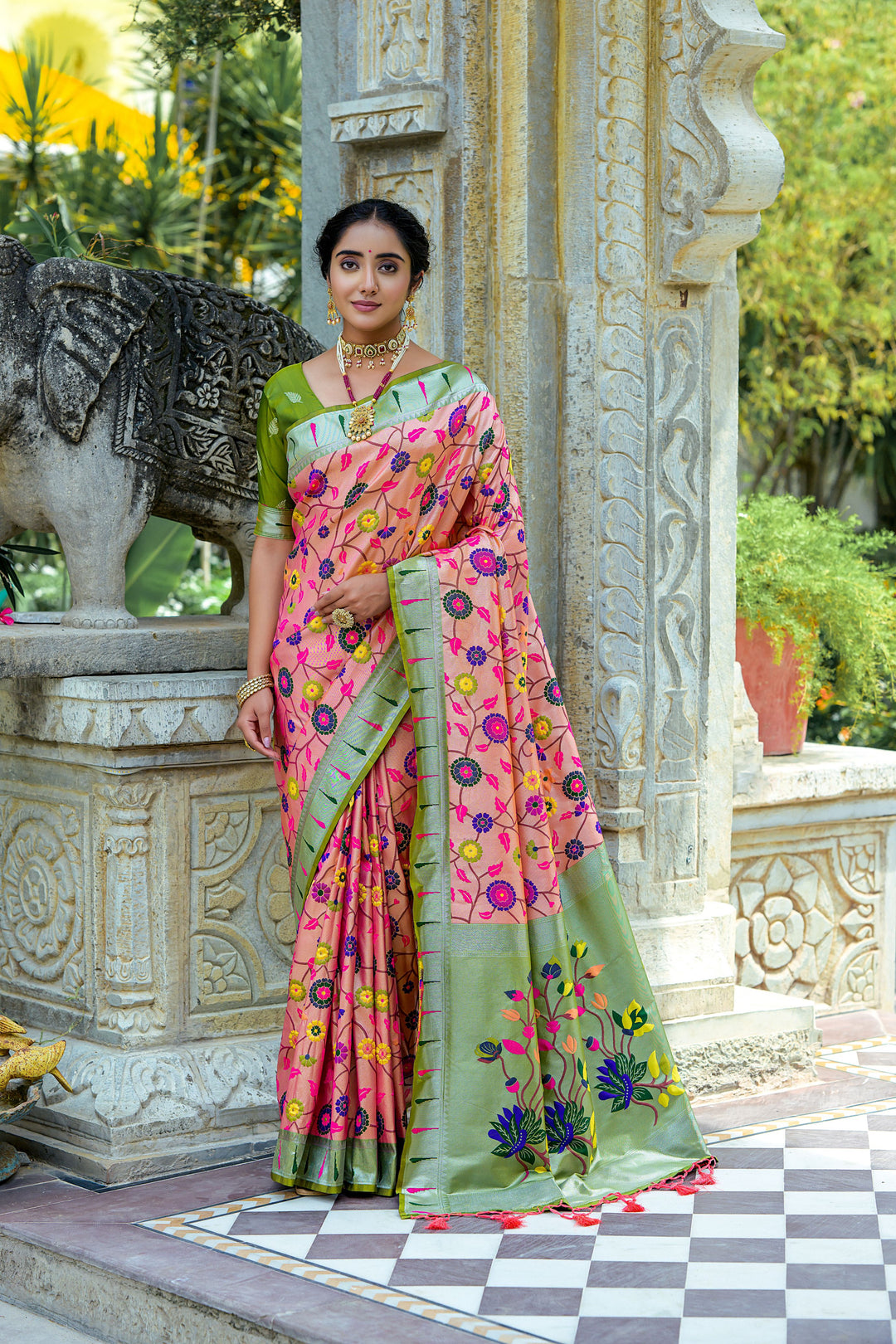 Banarasi Silk Party Wear Saree | Wevon Paithani Meenakari Jacquard Design