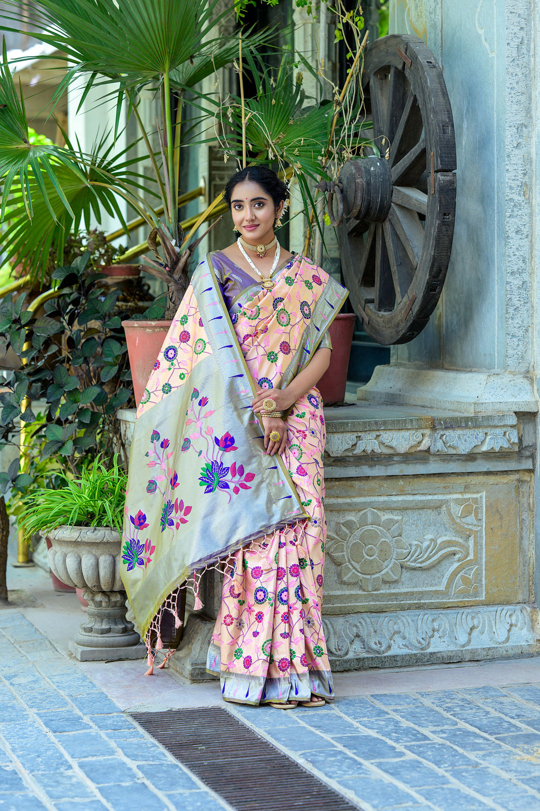 Banarasi Silk Party Wear Saree | Wevon Paithani Meenakari Jacquard Design