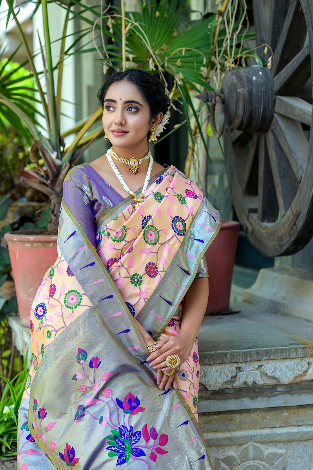 Banarasi Silk Party Wear Saree | Wevon Paithani Meenakari Jacquard Design