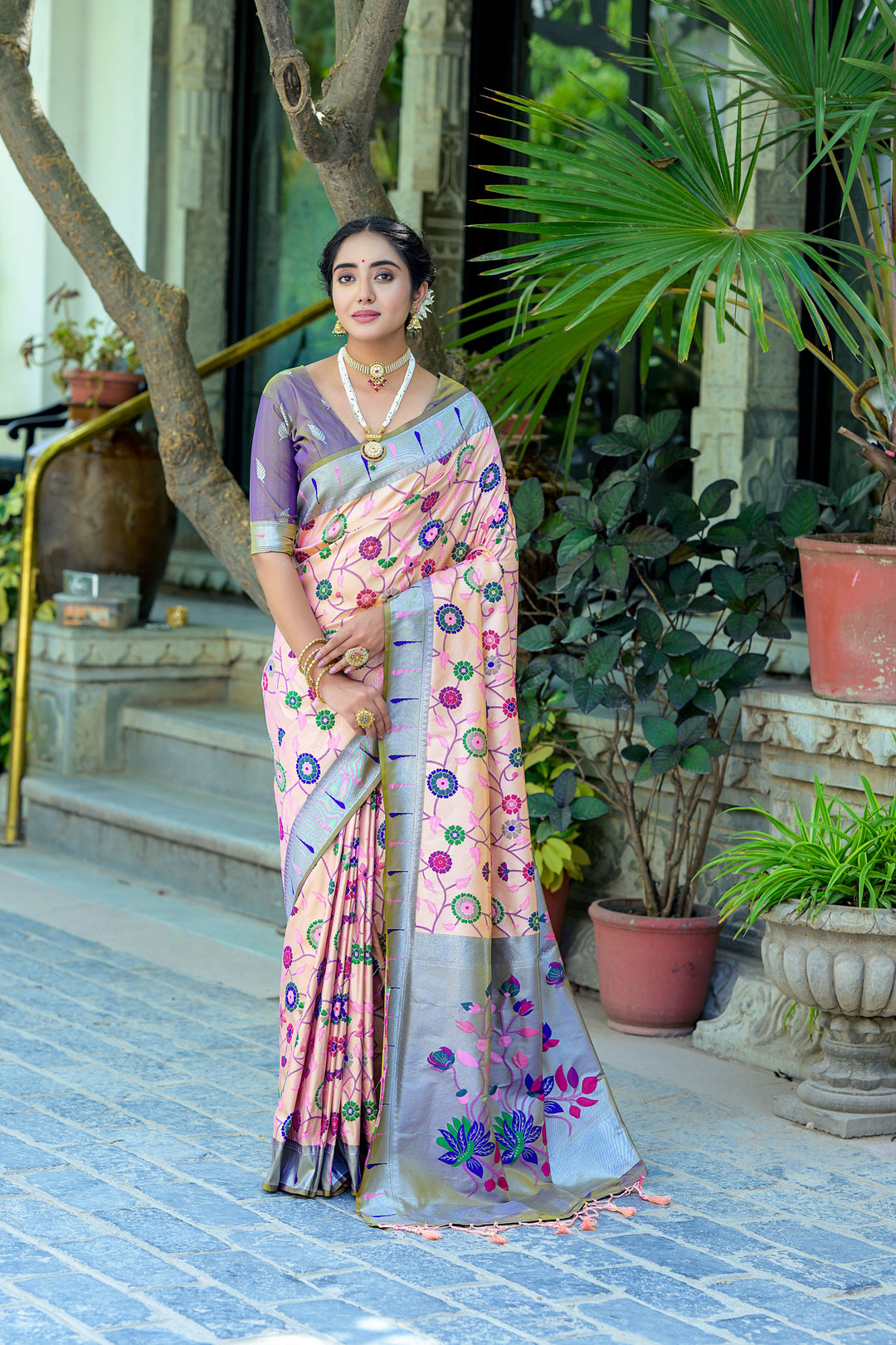 Banarasi Silk Party Wear Saree | Wevon Paithani Meenakari Jacquard Design