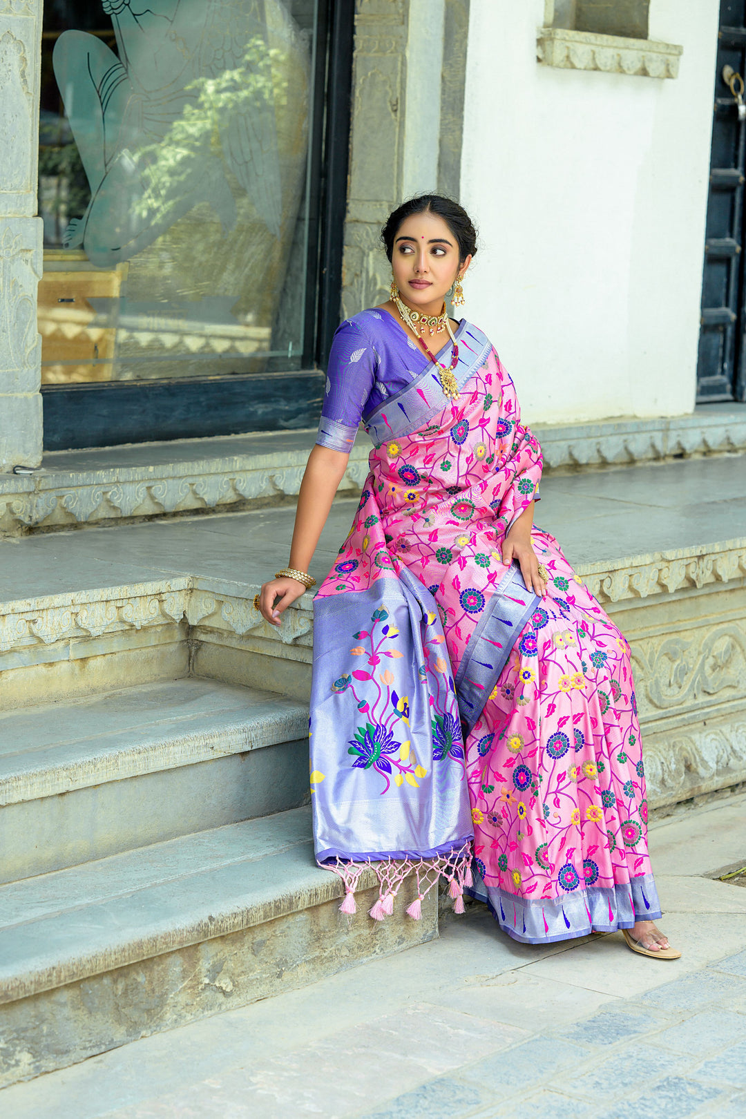 Banarasi Silk Party Wear Saree | Wevon Paithani Meenakari Jacquard Design